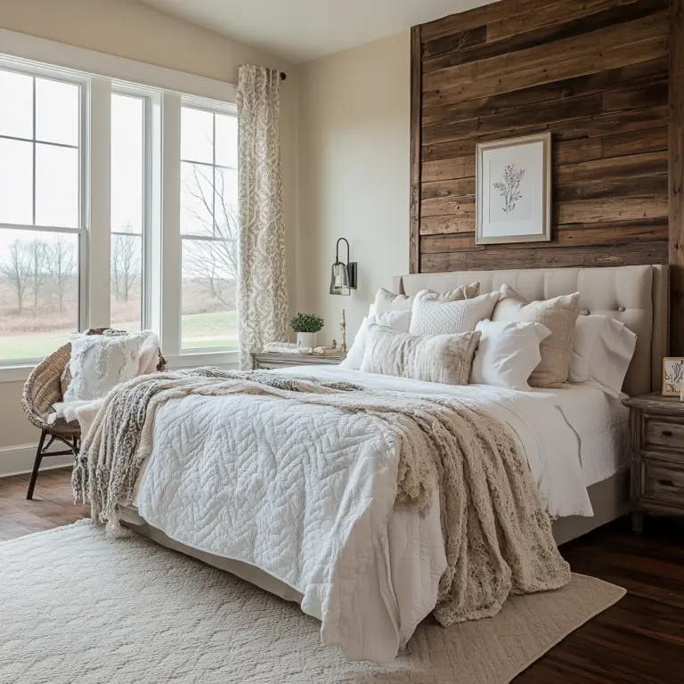 farmhouse bedroom accent wall 1