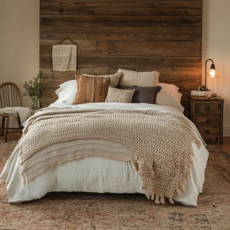 farmhouse bedroom accent wall ideas 1