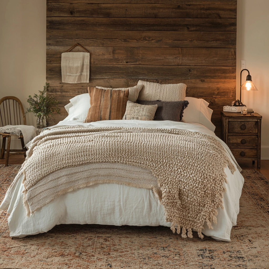 farmhouse bedroom accent wall ideas 1
