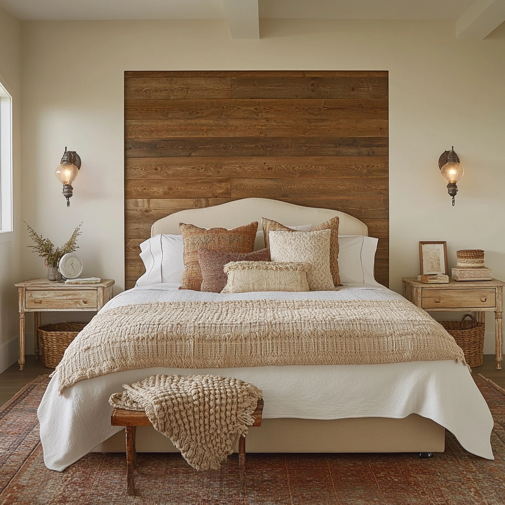 farmhouse bedroom accent wall ideas 3