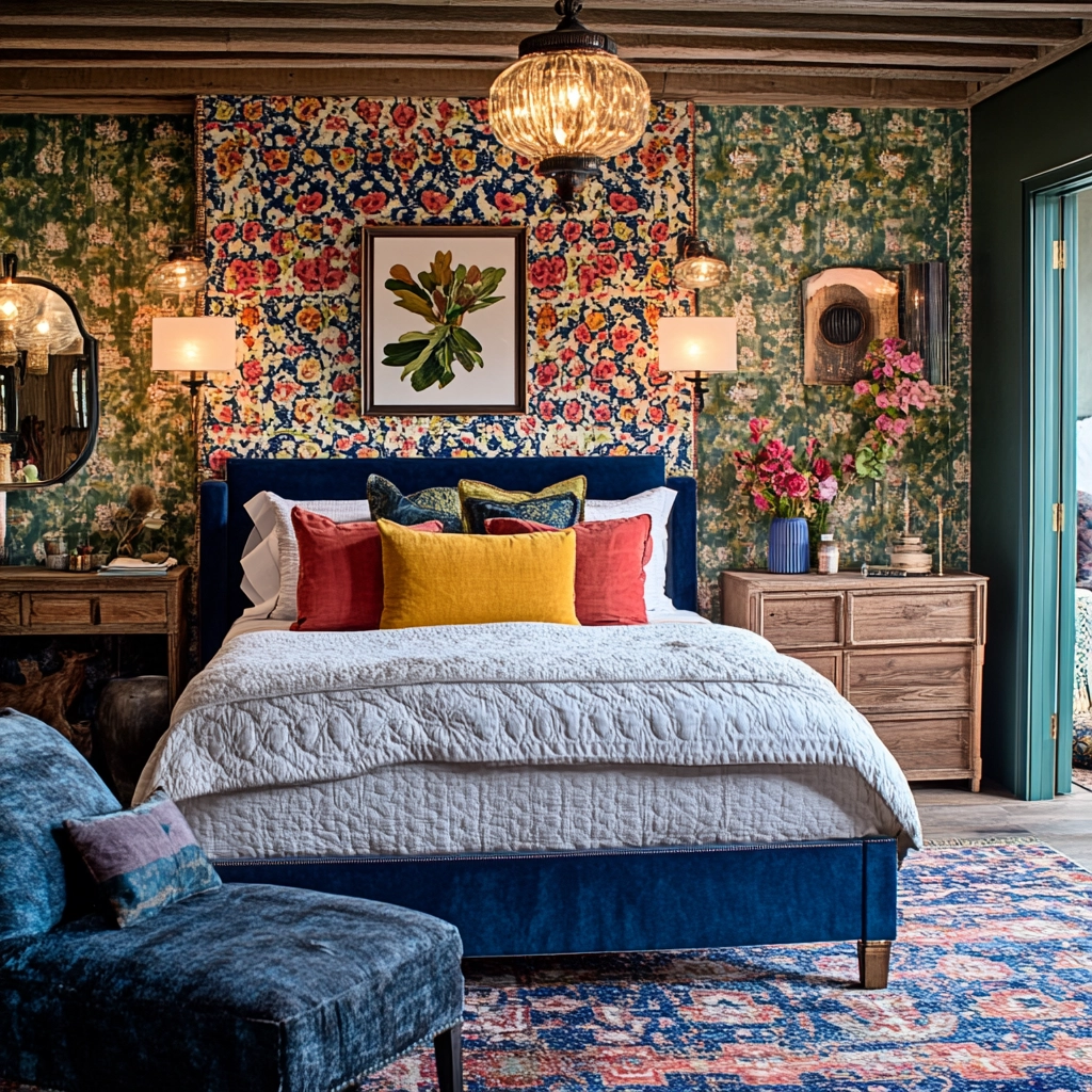 farmhouse bedroom accent wall ideas 34