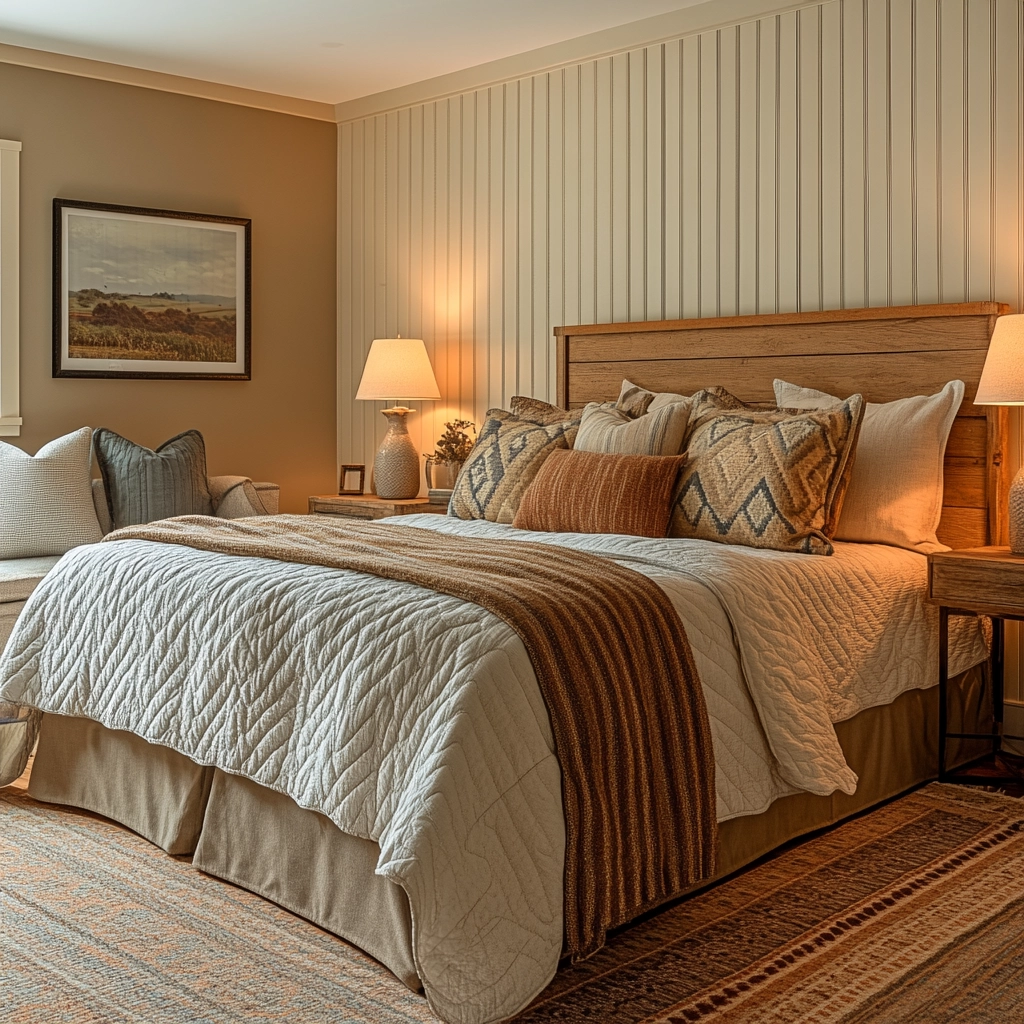 farmhouse bedroom accent wall ideas 55