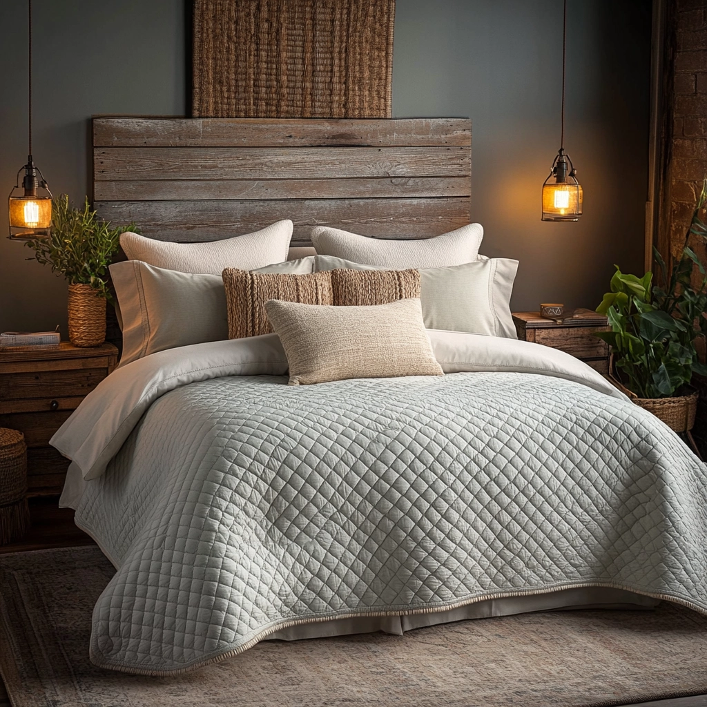 farmhouse bedroom bedding ideas 8