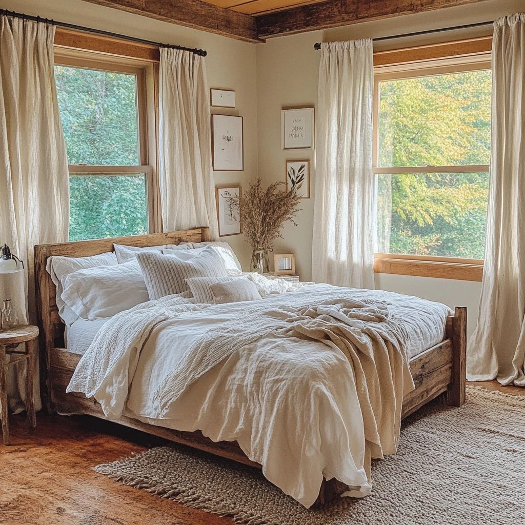 farmhouse bedroom curtain ideas 4