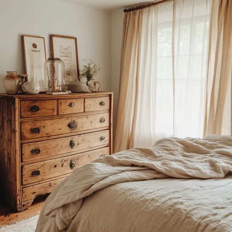 farmhouse bedroom dresser decor 1