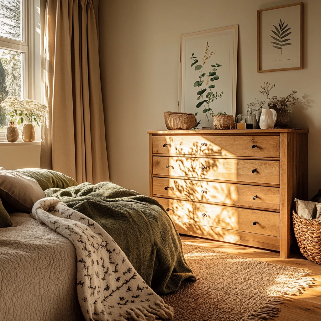 farmhouse bedroom dresser decor 11