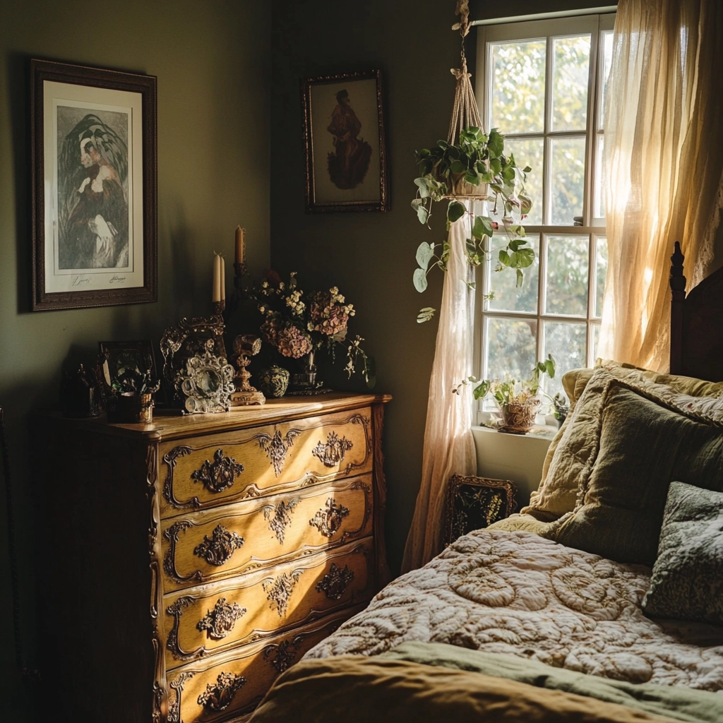 farmhouse bedroom dresser decor 27