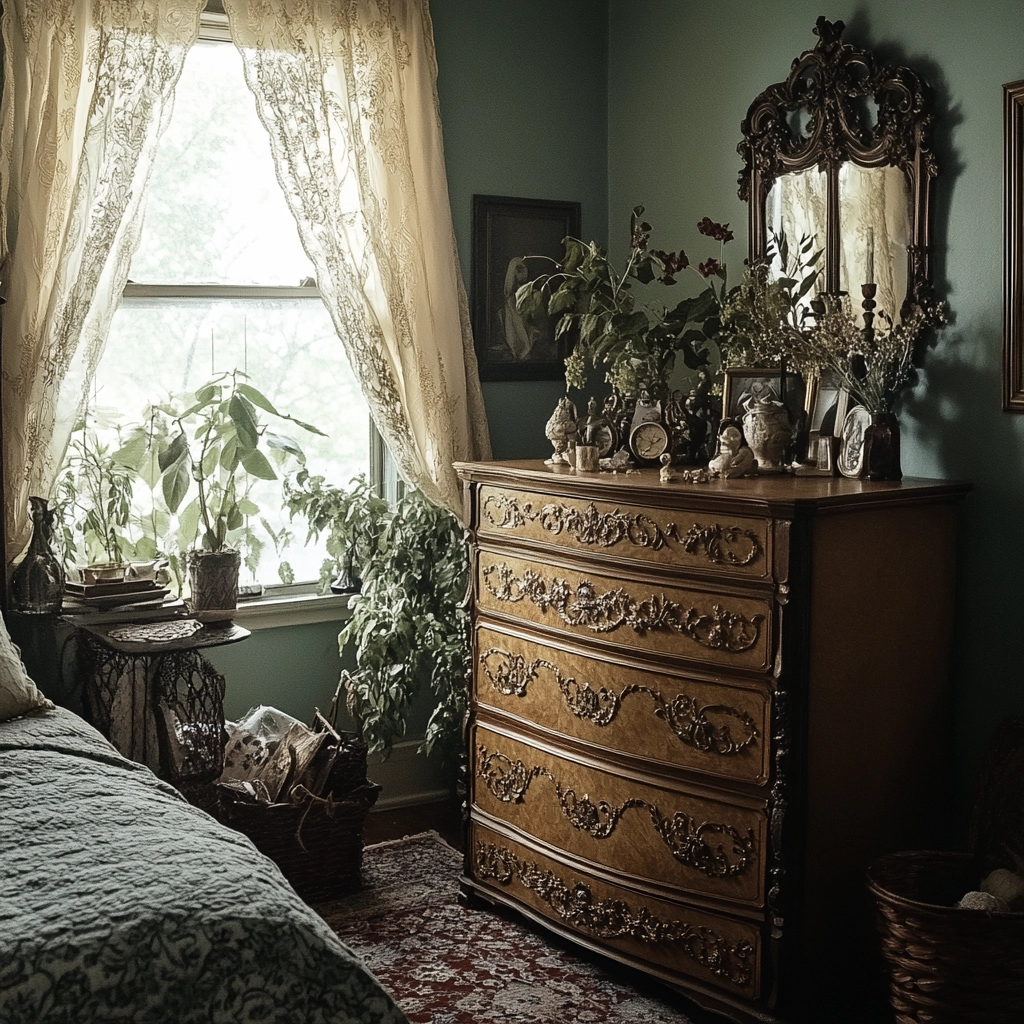 farmhouse bedroom dresser decor 28