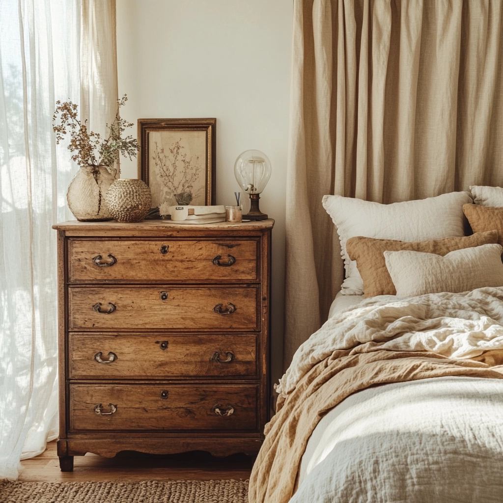 farmhouse bedroom dresser decor 3