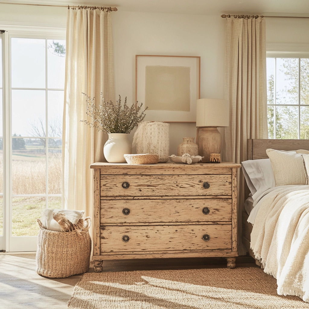 farmhouse bedroom dresser decor 5