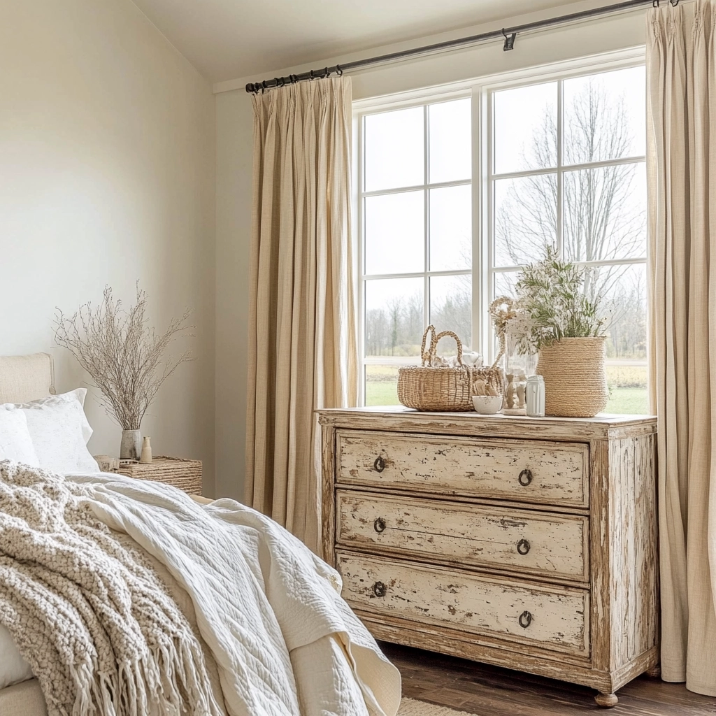 farmhouse bedroom dresser decor 7
