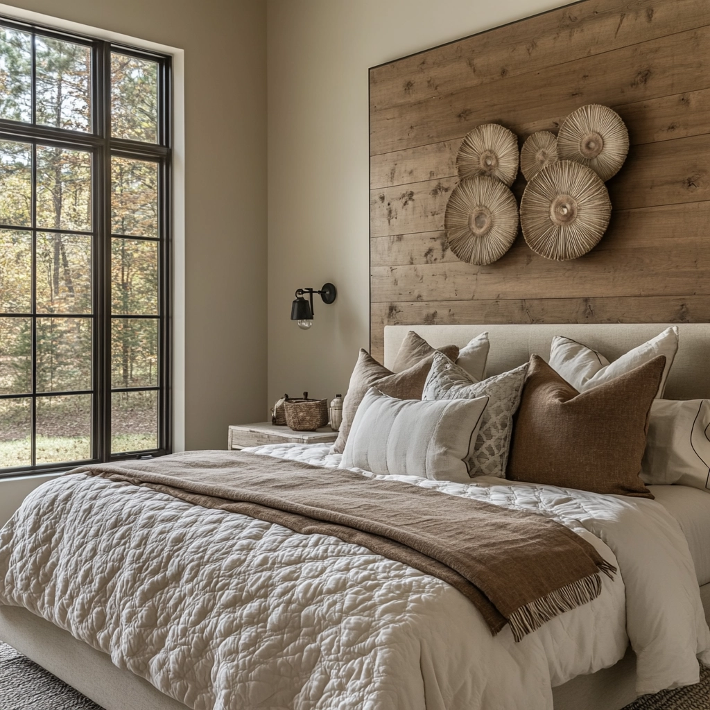 farmhouse bedroom wall decor above bed 43