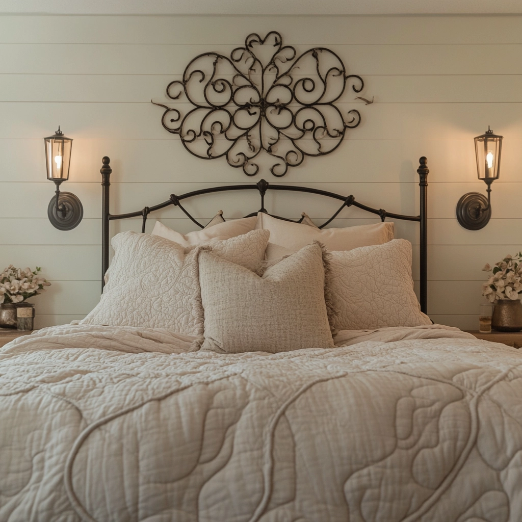 farmhouse bedroom wall decor above bed 5