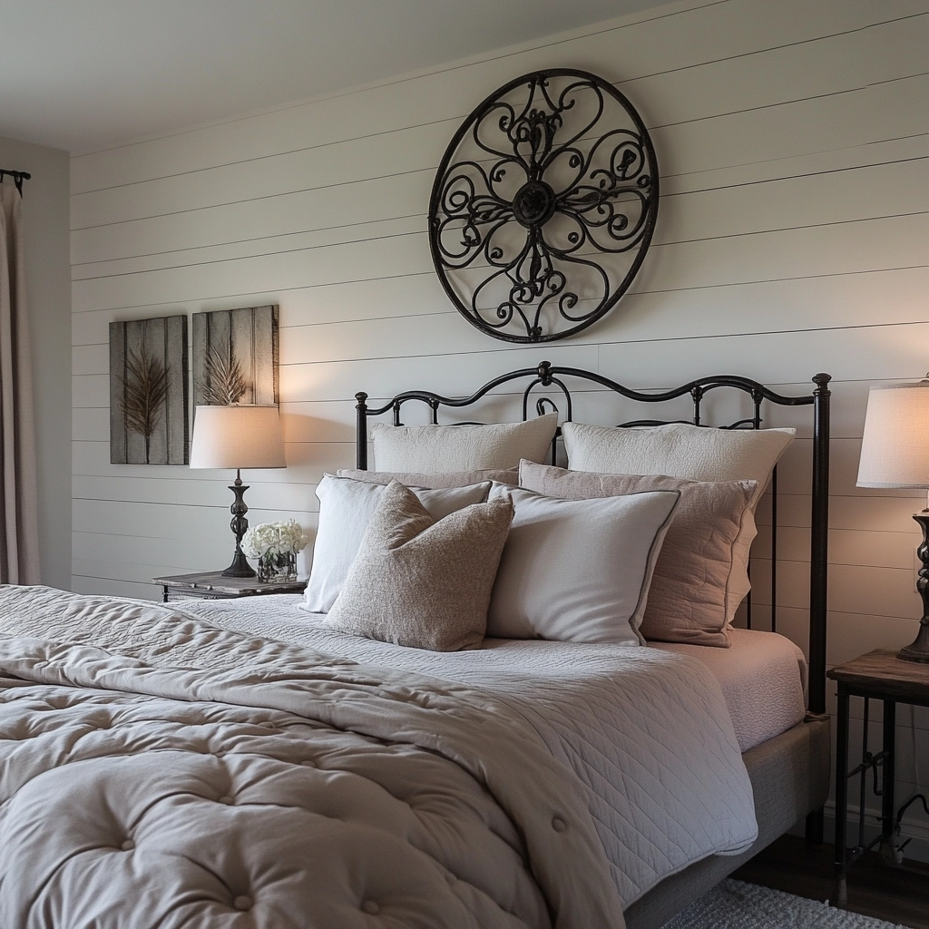 farmhouse bedroom wall decor above bed 8