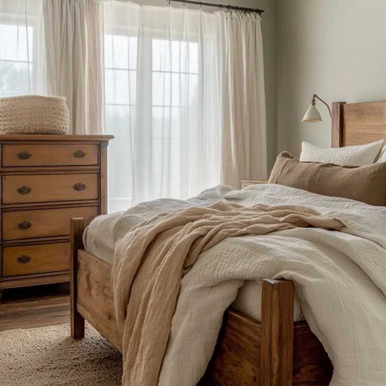 farmhouse bedroom window treatments 1