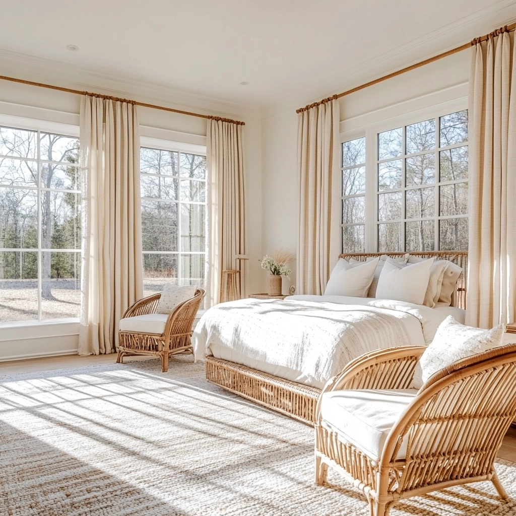 farmhouse bedroom window treatments 13