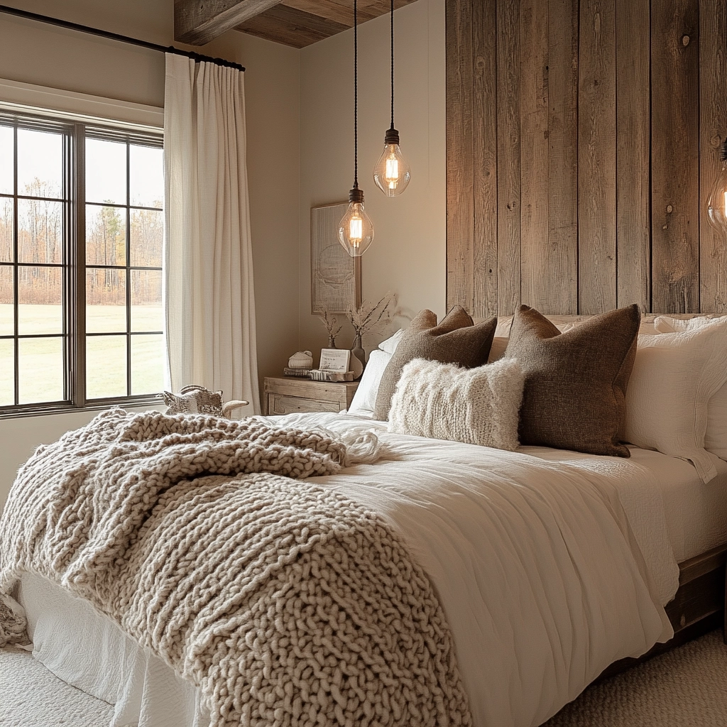 farmhouse bedroom window treatments 26
