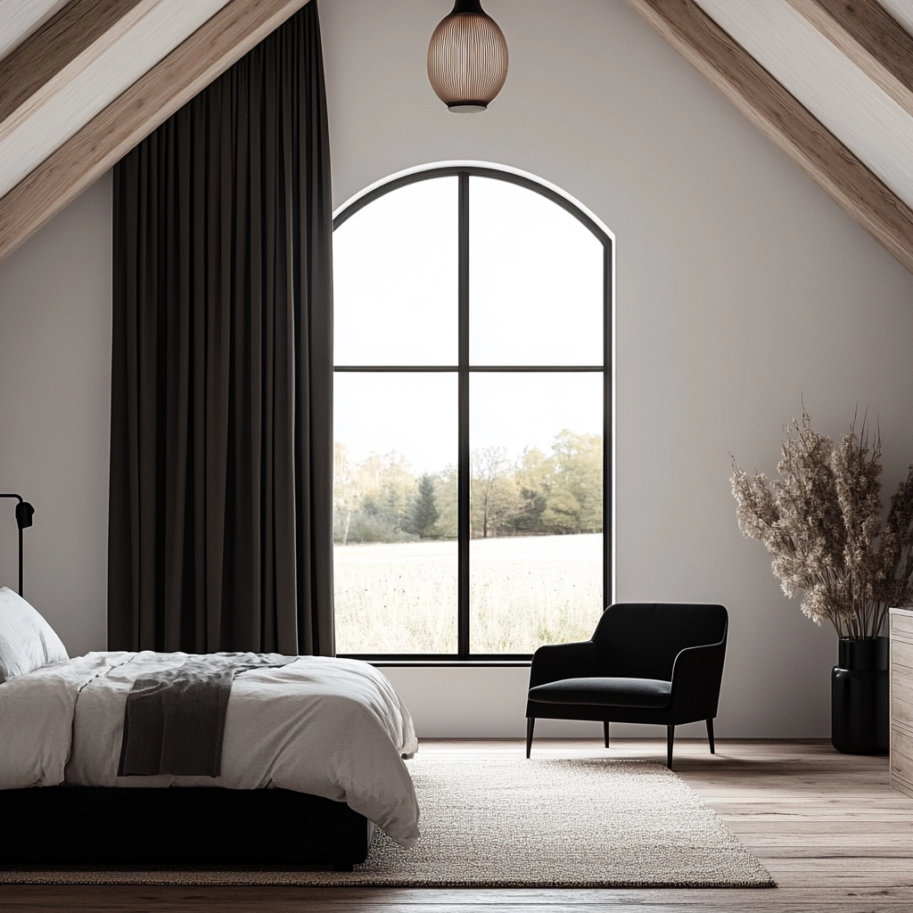 farmhouse bedroom with black furniture 17
