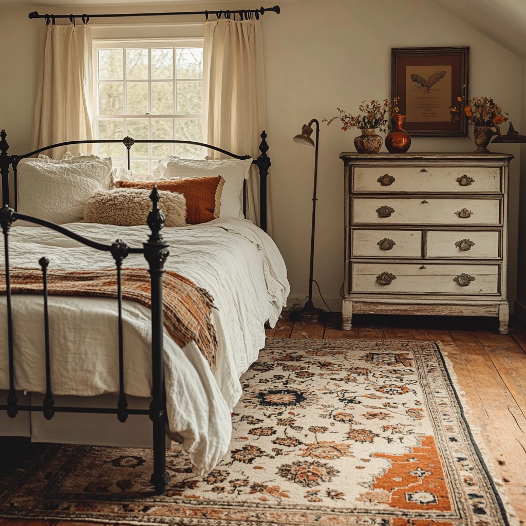farmhouse bedroom with black furniture 23