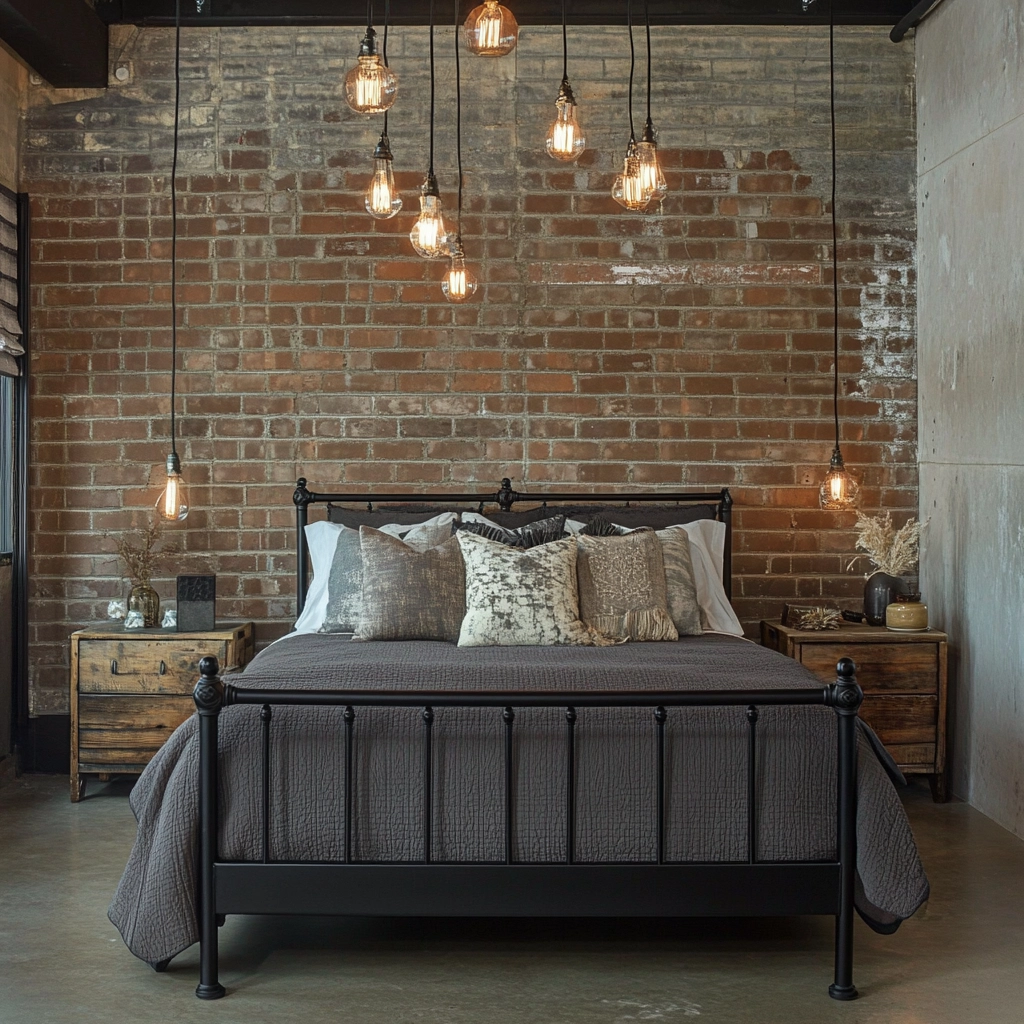 farmhouse bedroom with black furniture 25