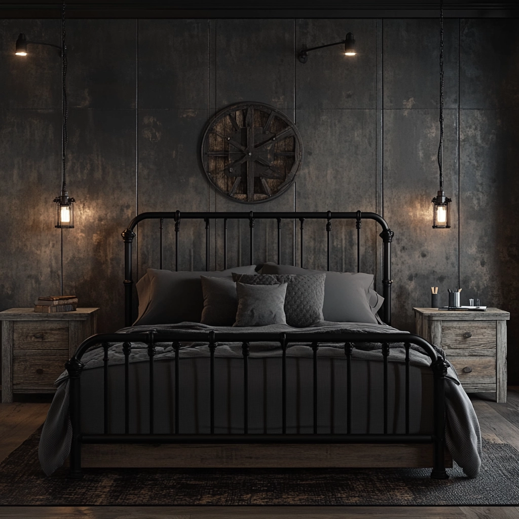 farmhouse bedroom with black furniture 27