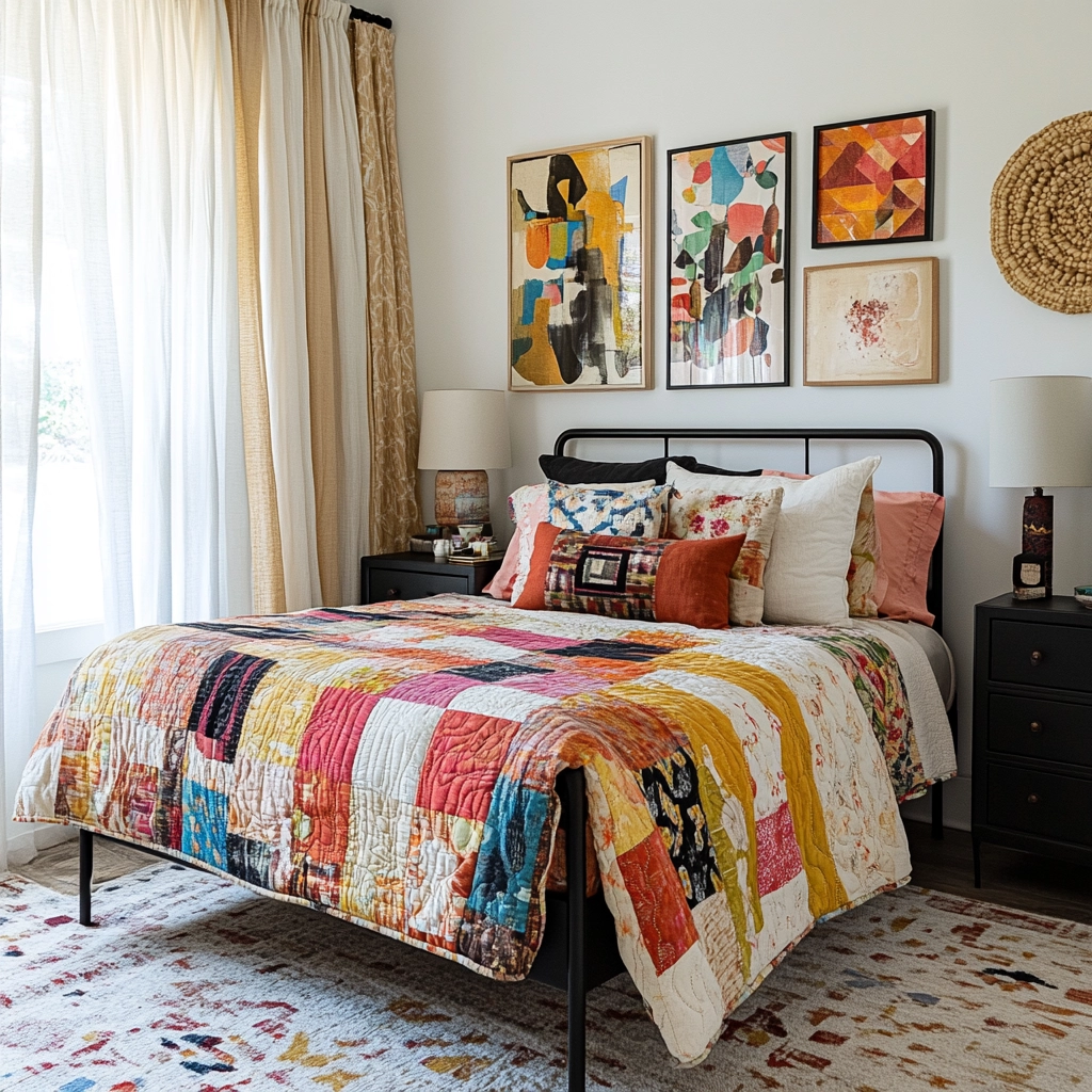 farmhouse bedroom with black furniture 29