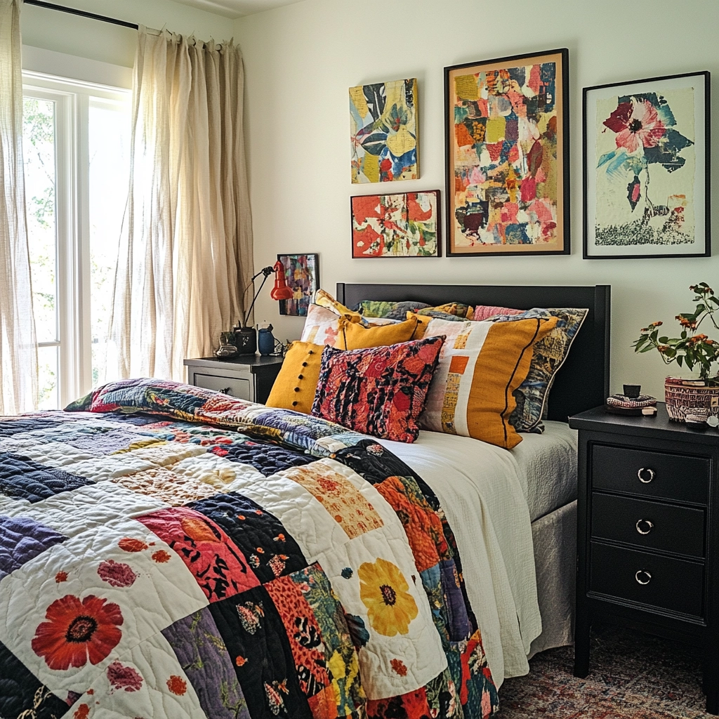 farmhouse bedroom with black furniture 30