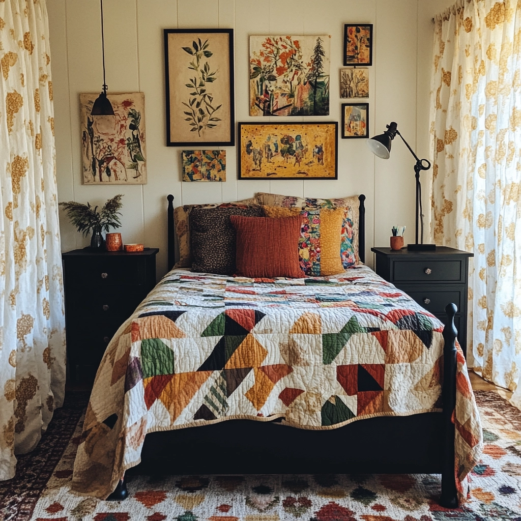 farmhouse bedroom with black furniture 31