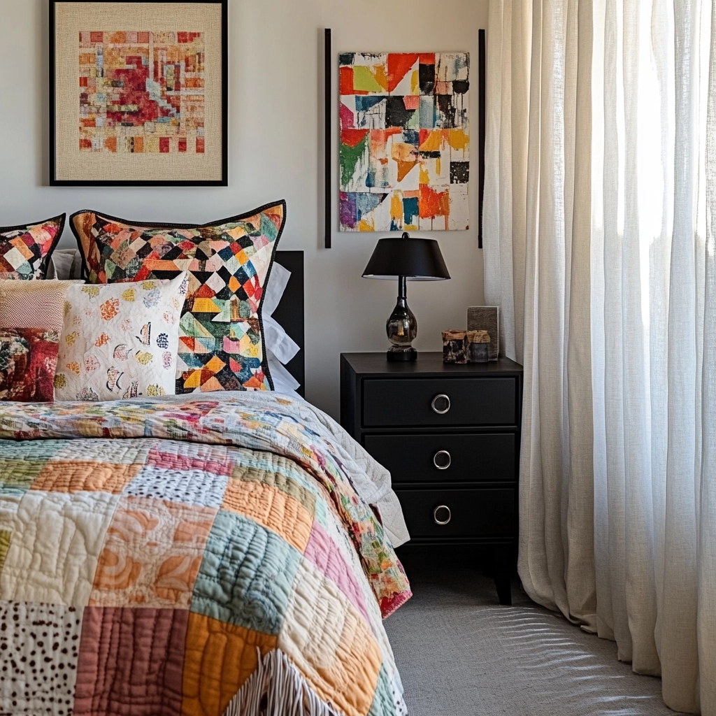 farmhouse bedroom with black furniture 32
