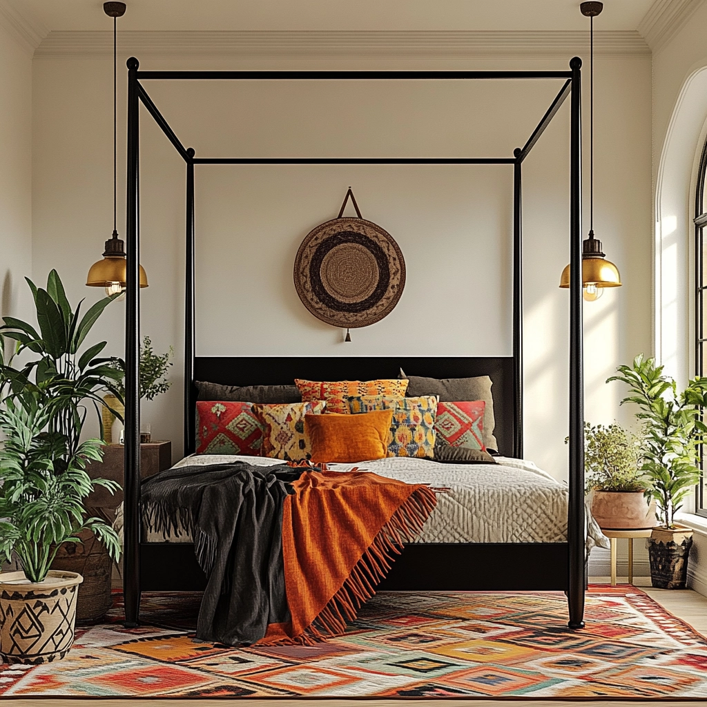 farmhouse bedroom with black furniture 36