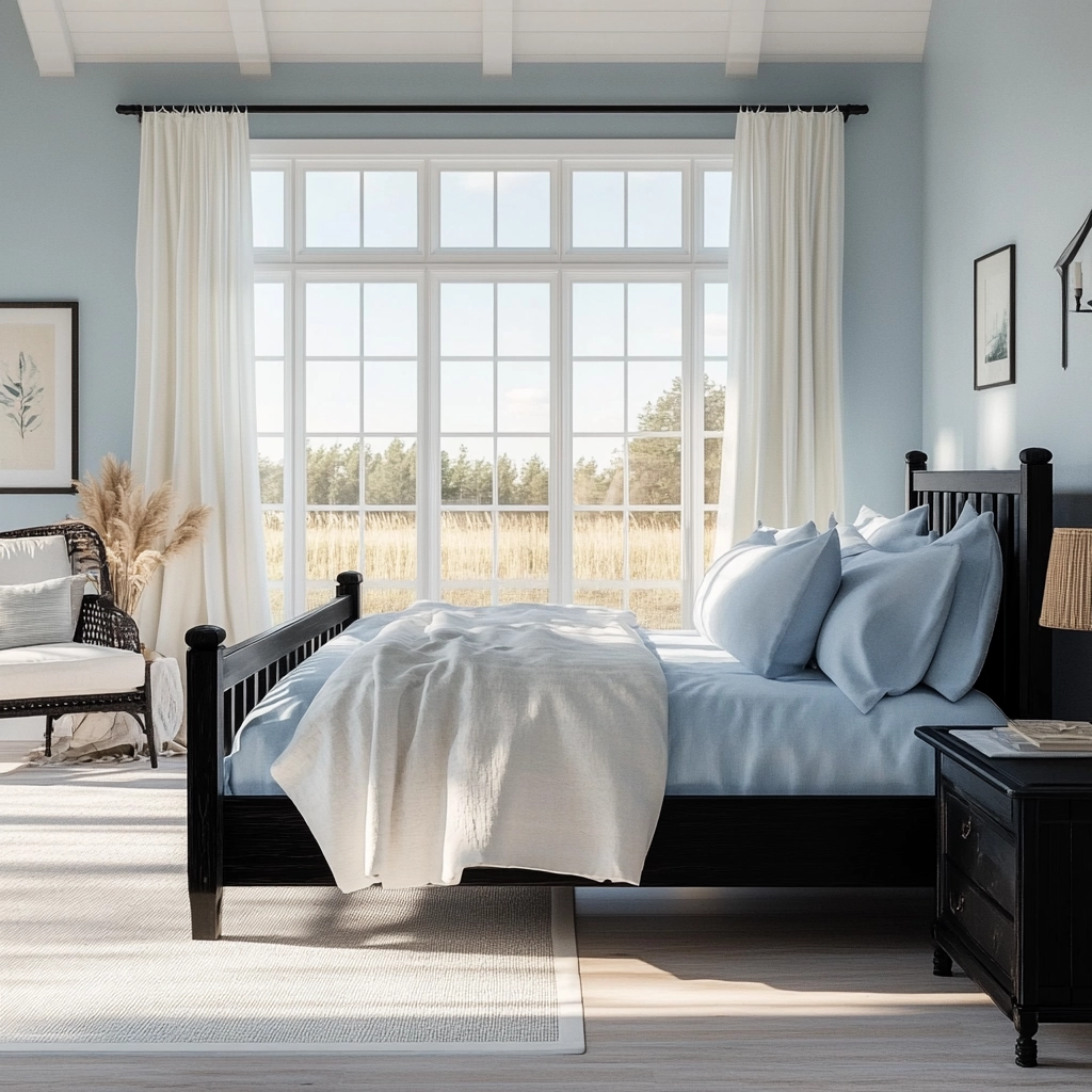 farmhouse bedroom with black furniture 40