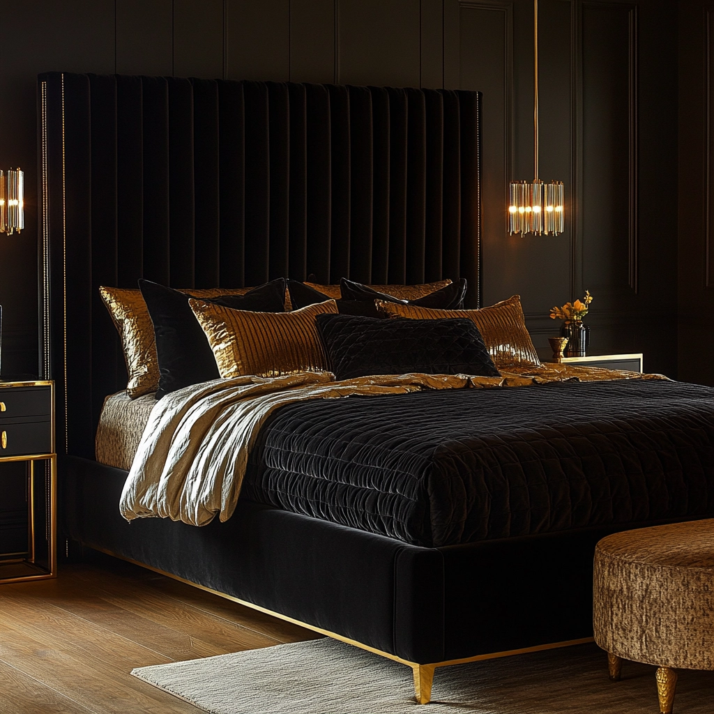 farmhouse bedroom with black furniture 41