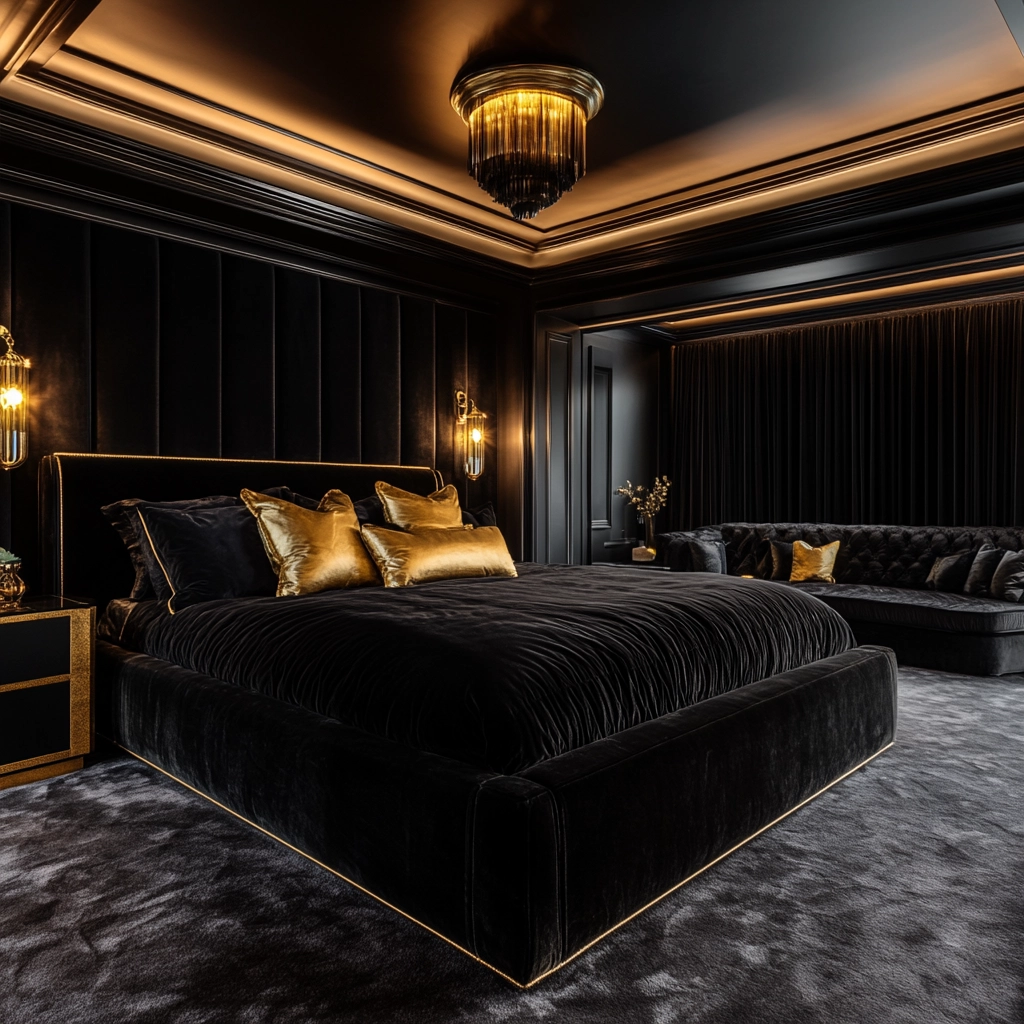 farmhouse bedroom with black furniture 44