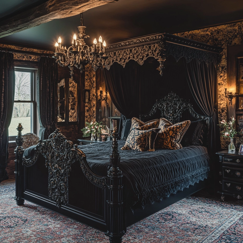 farmhouse bedroom with black furniture 50