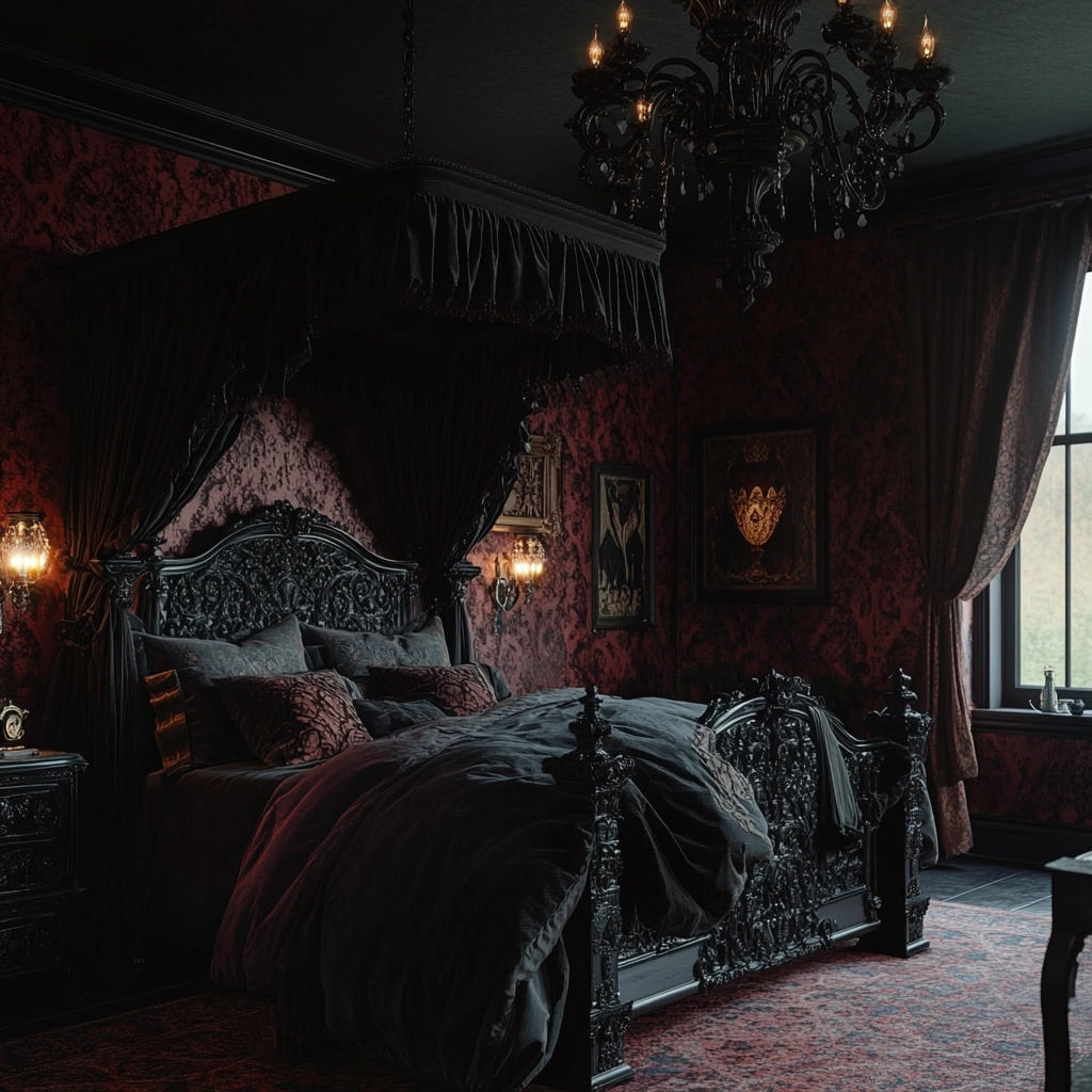 farmhouse bedroom with black furniture 51