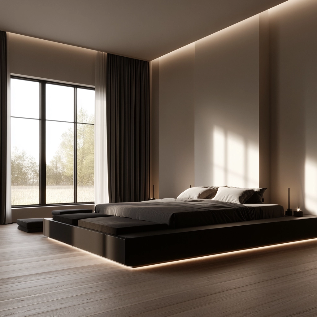 farmhouse bedroom with black furniture 59