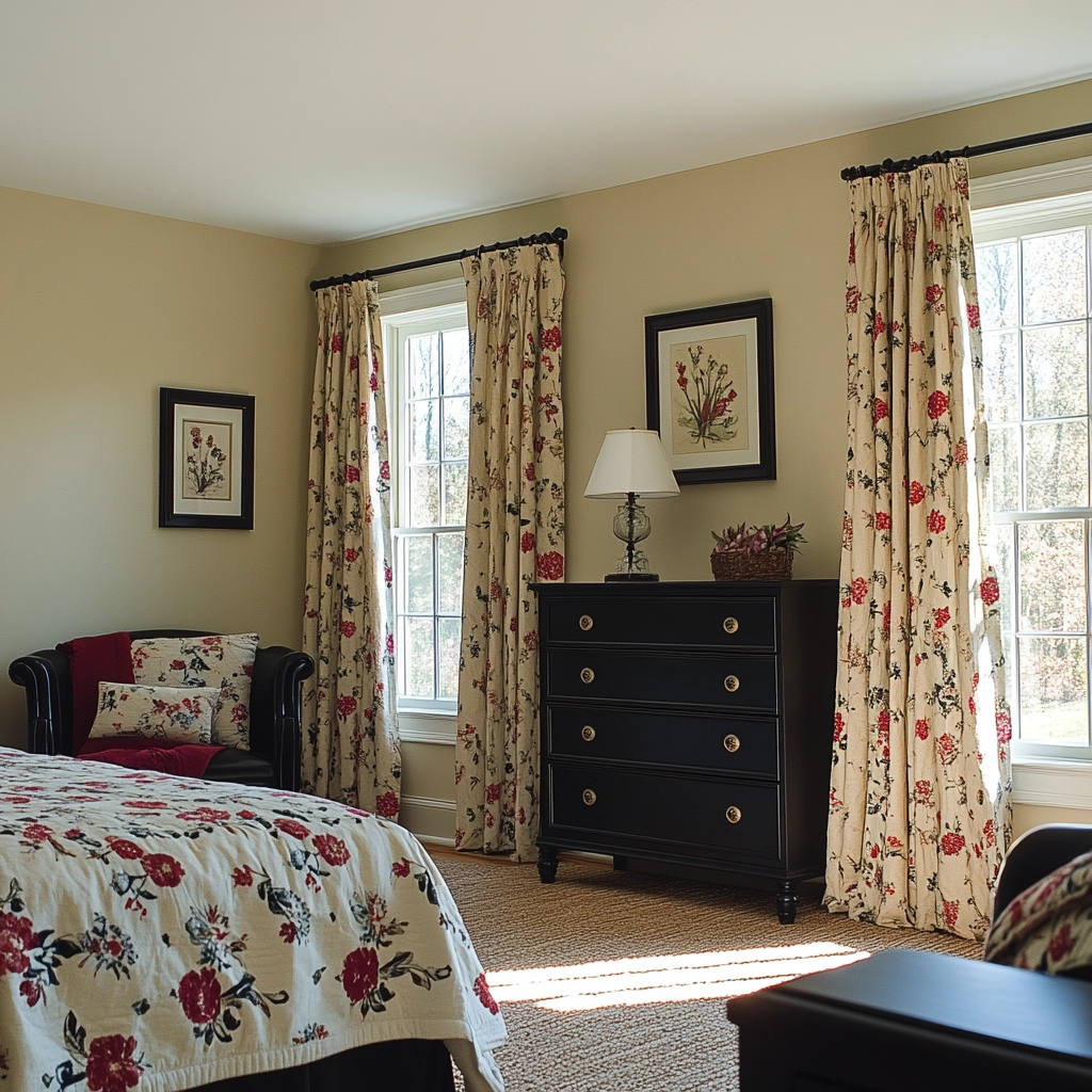 farmhouse bedroom with black furniture 62