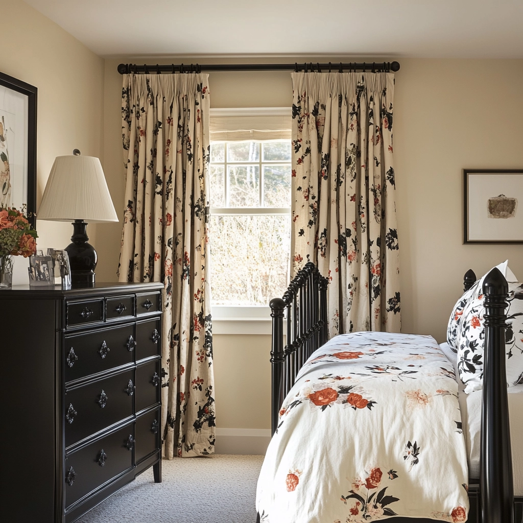 farmhouse bedroom with black furniture 64