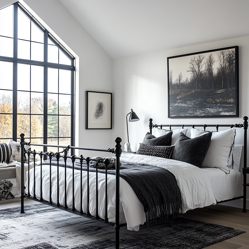 farmhouse bedroom with black furniture 65