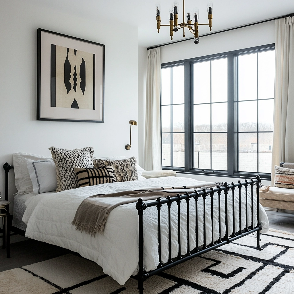 farmhouse bedroom with black furniture 66