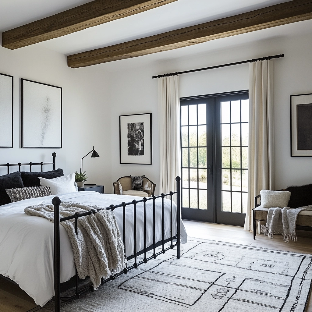 farmhouse bedroom with black furniture 67