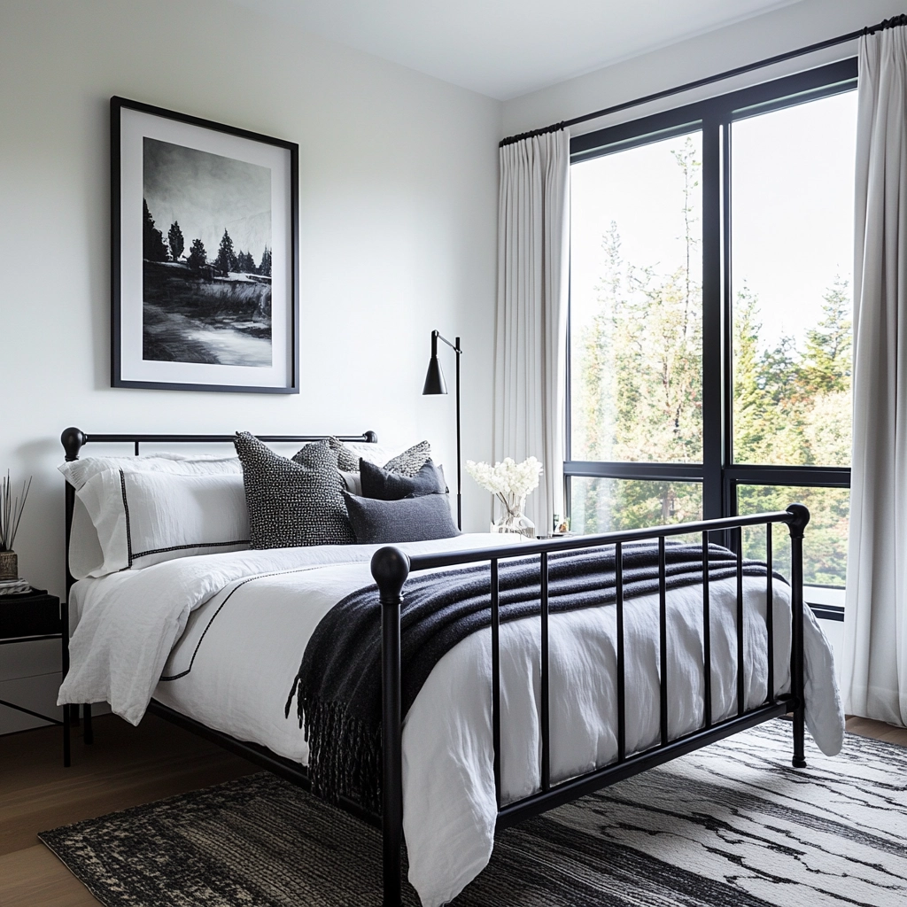 farmhouse bedroom with black furniture 68