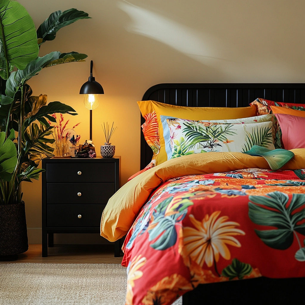 farmhouse bedroom with black furniture 72