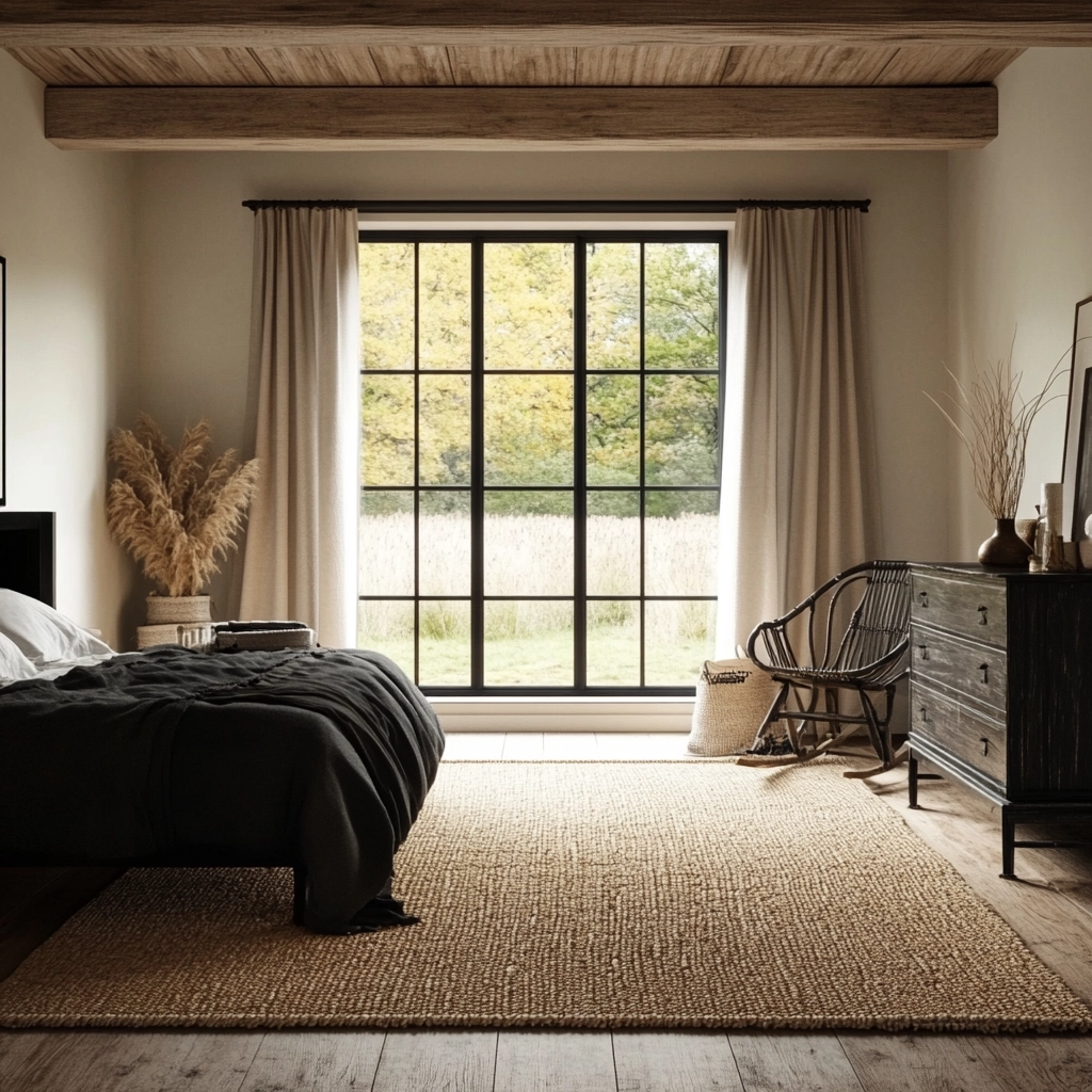 farmhouse bedroom with dark furniture 10