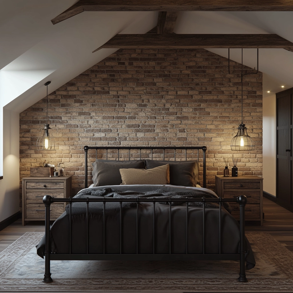 farmhouse bedroom with dark furniture 15
