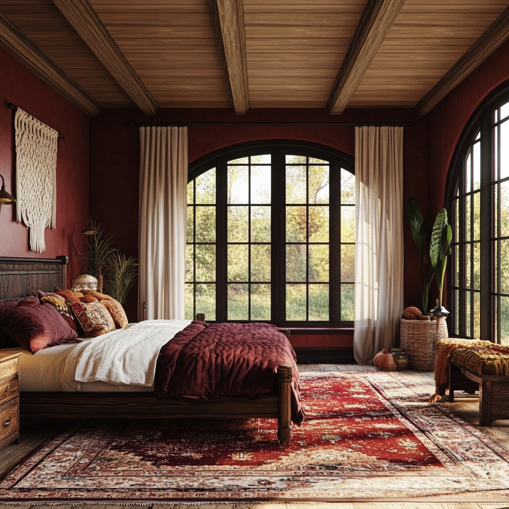 farmhouse bedroom with dark furniture 17