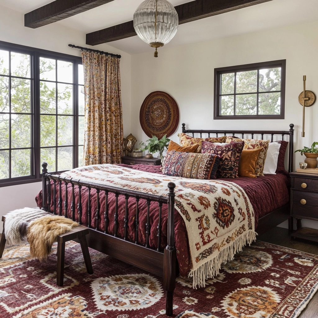 farmhouse bedroom with dark furniture 18