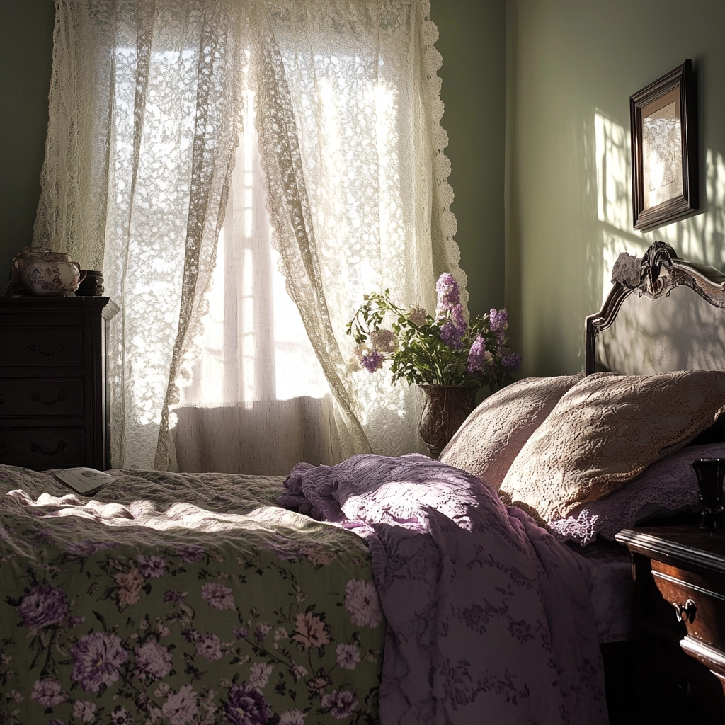 farmhouse bedroom with dark furniture 22