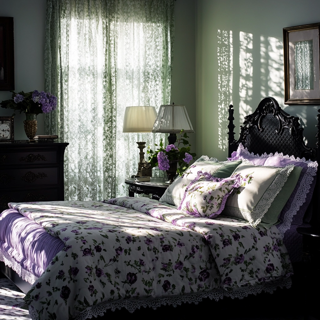 farmhouse bedroom with dark furniture 23