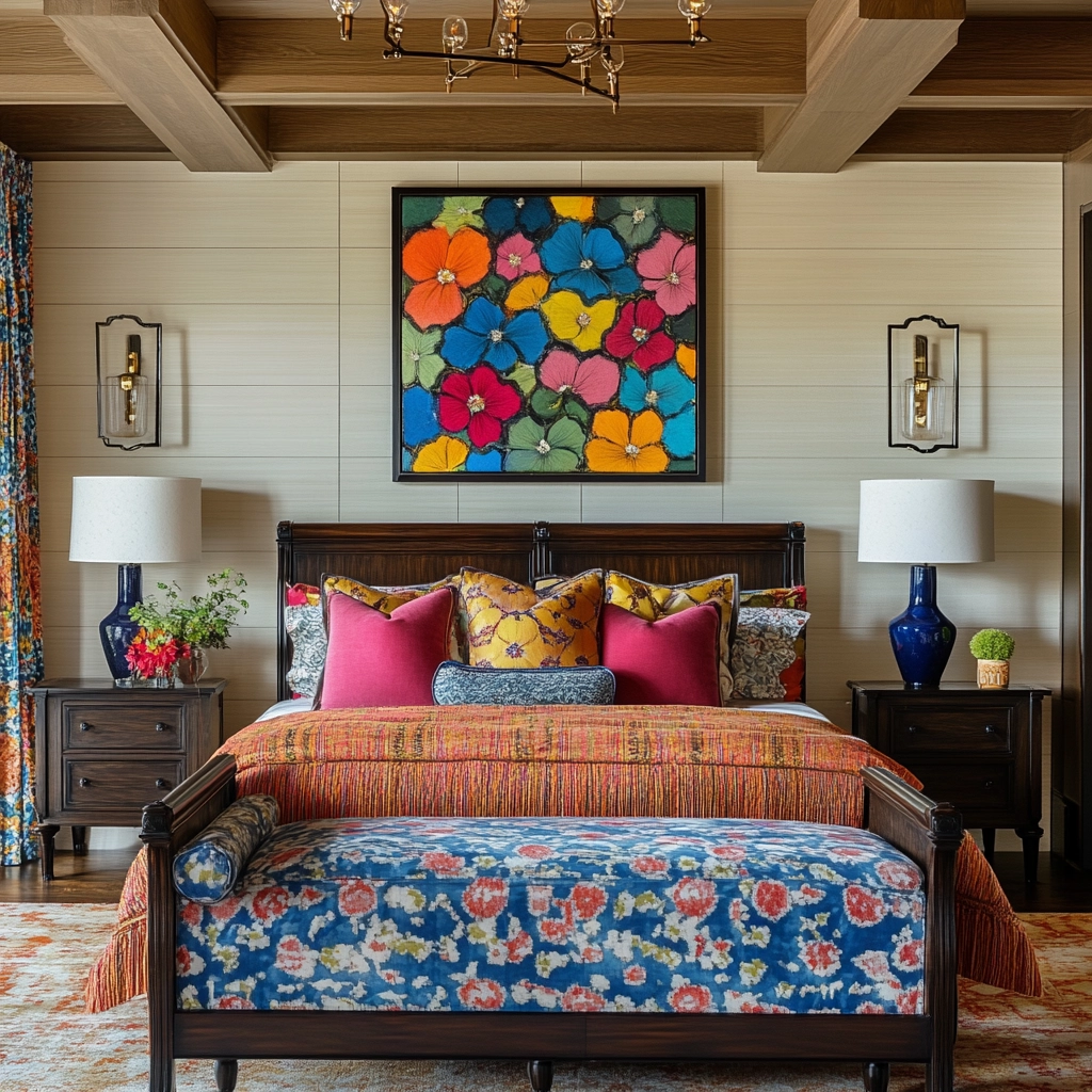 farmhouse bedroom with dark furniture 33